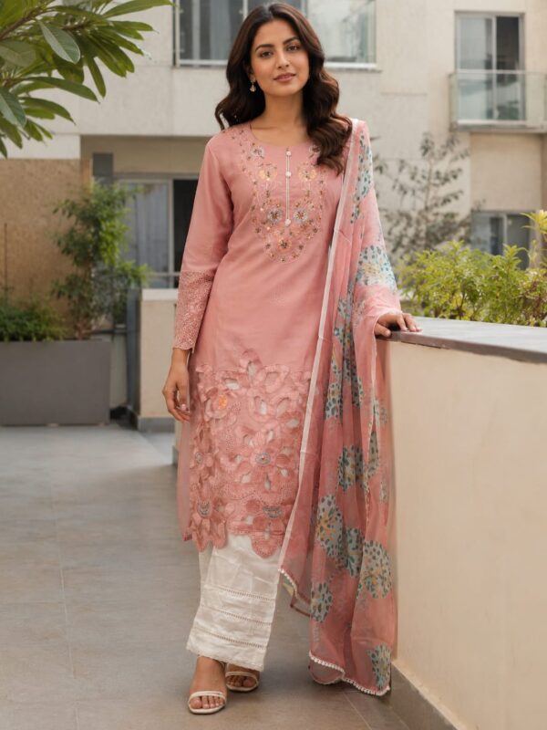 Pakistani-style premium lawn embroidered suit