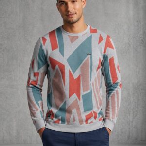 Geometric print round neck pullover T-shirt