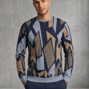 Geometric print round neck pullover T-shirt
