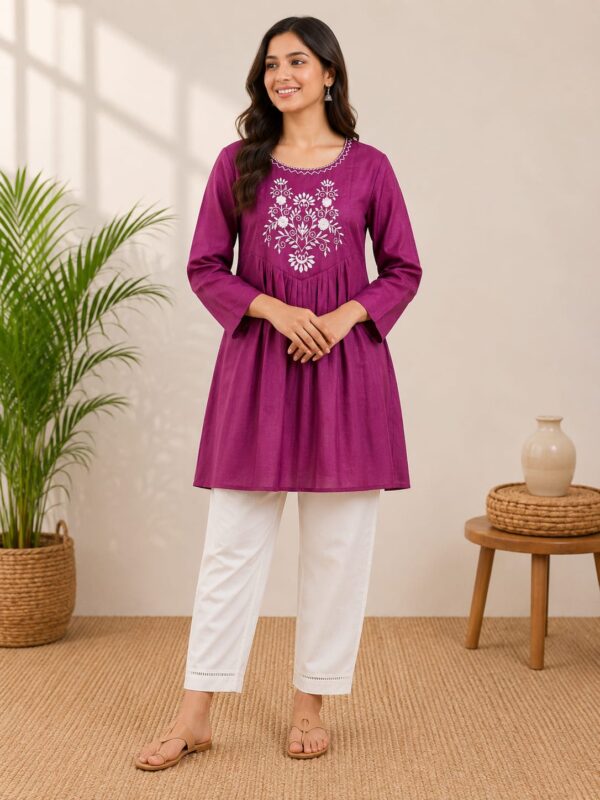 Magenta-purple A-line tunic kurta